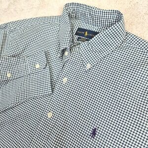 NWOT's Ralph Lauren Slim Fit Stretch Gingham Check Evergreen Button Down Shirt L